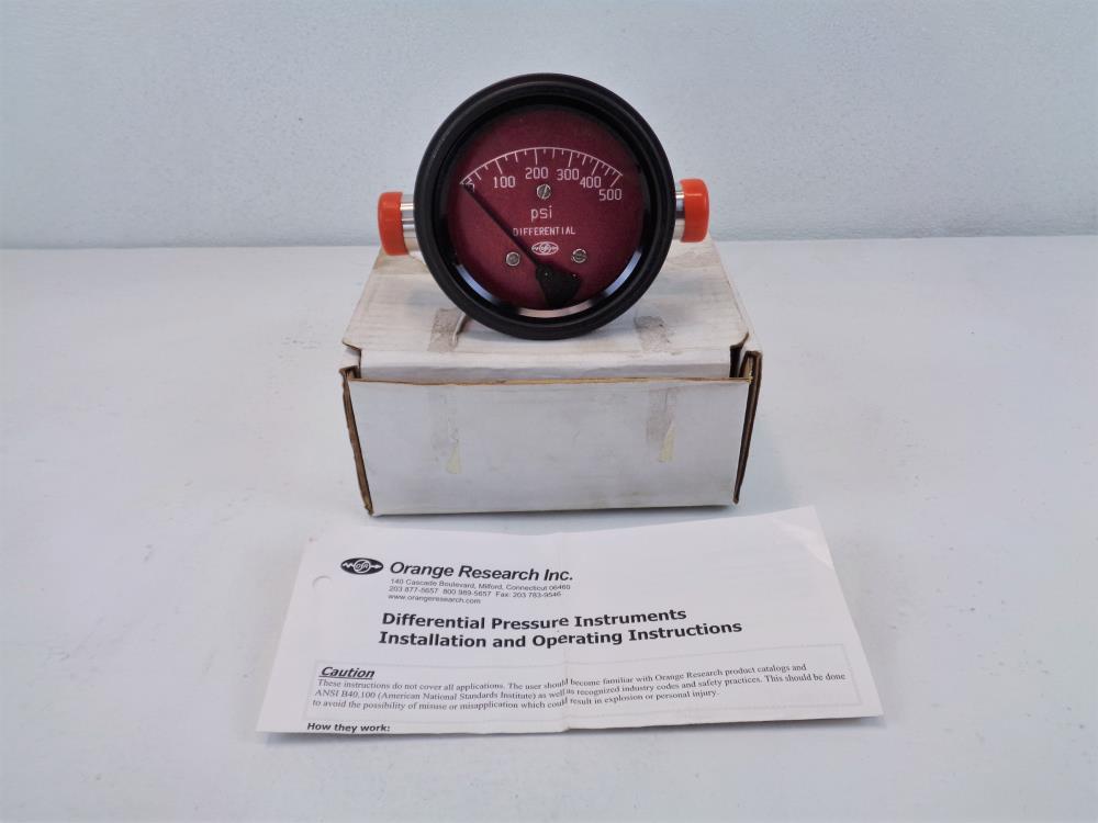 Orange Research 0 - 500 PSID Differential Pressure Gauge 1303-P98588-2
